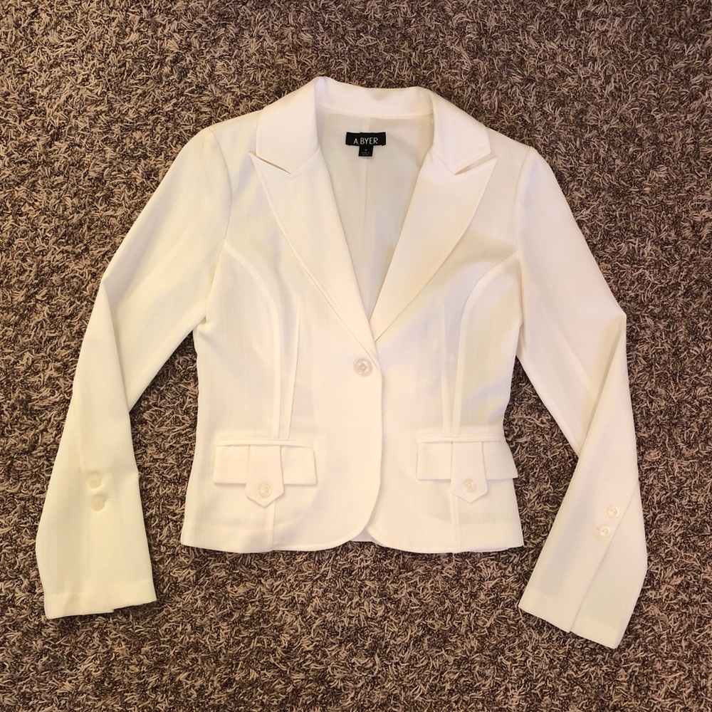 A. Byer White Striped Blazer, M
